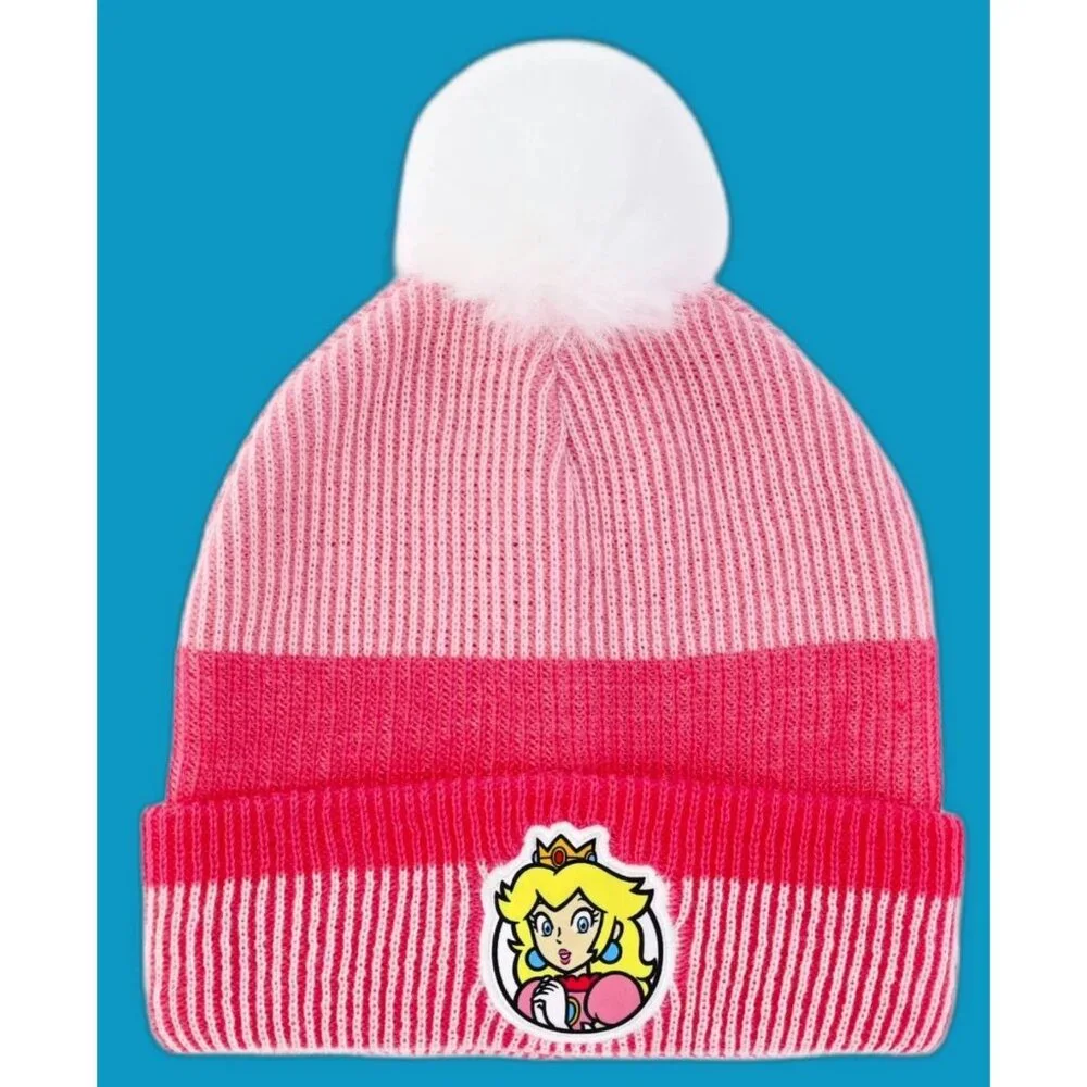 SUPER MARIO Girls PRINCESS PEACH Beanie Hat Gloves Set 2 PIECE ONE SIZE NEW